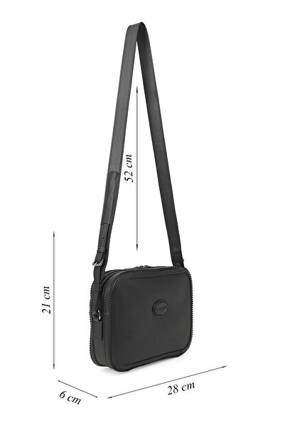 GÖNDERİ(R) Women / Girls Black Genuine Leather Long Strap Shoulder Bag