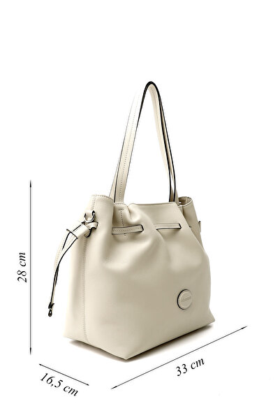 GÖNDERİ(R) Women / Girls Beige Genuine Leather Hand and Shoulder Bag