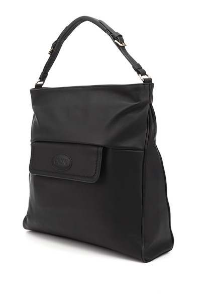 GÖNDERİ(R) BLACK Gön Platinum Genuine Leather Large Size Women's Shoulder and Hand Bag B7081