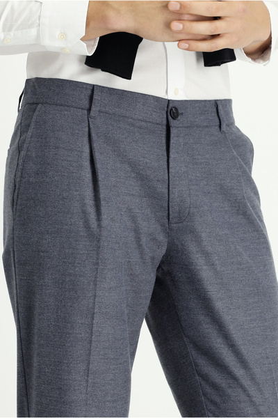 Kiğılı Regular Fit Likralı Pileli Klasik Kumaş Pantolon