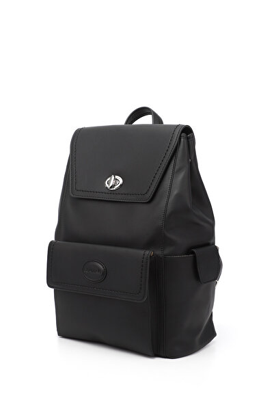 GÖNDERİ(R) BLACK Heart Platinum Genuine Leather Large Size Women's Backpack B3484