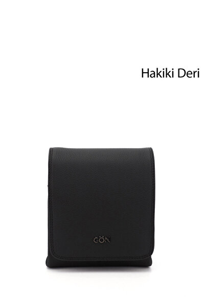 GÖNDERİ(R) BLACK Gön Genuine Leather Medium Size Unisex Shoulder Bag Q3672