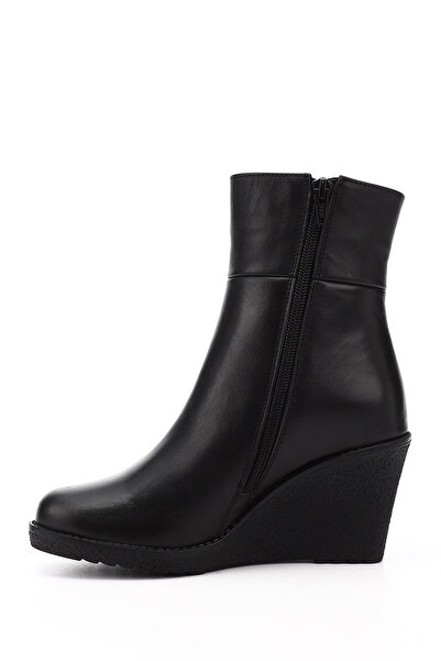GÖNDERİ(R) Dámské černé kozačky na klínovém podpatku na zip z pravé kůže