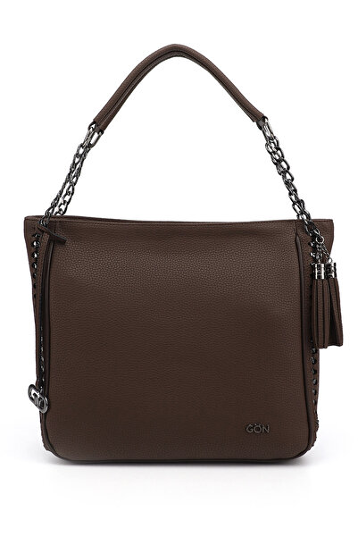 GÖNDERİ(R) Кафява чанта през рамо с пискюли за жени/момичета