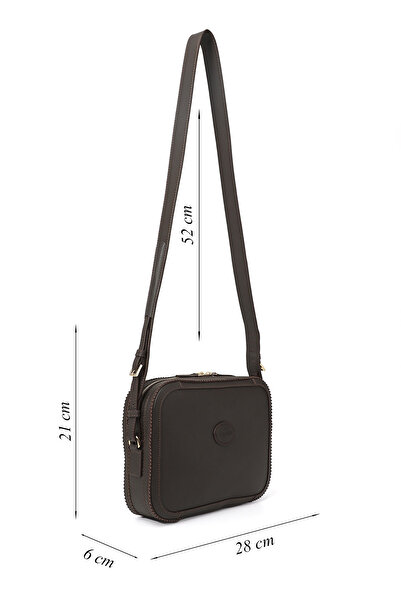 GÖNDERİ(R) Women's Brown Genuine Leather Long Strap Shoulder Bag