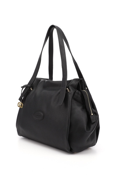 GÖNDERİ(R) BLACK FLOTER Gön Platinum z pravé kůže velké dámské kabelky přes rameno a do ruky B6537