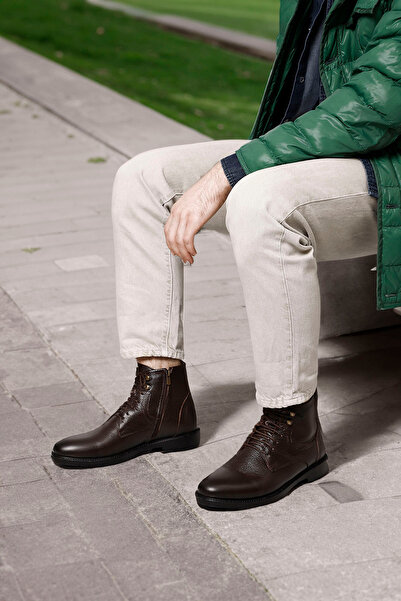 GÖNDERİ(R) Pánské hnědé starožitné klasické kozačky na zip z pravé kůže