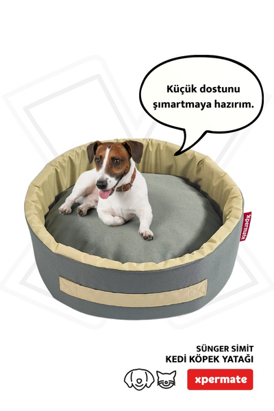 XPERMATE Köpek Yuvası Küçük Irk Köpek Yatağı Ve Kedi Yatağı Büyük Antrasit Bej Sungersımıt