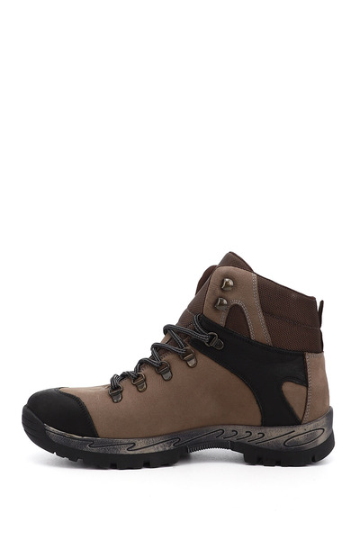 GÖNDERİ(R) Men's Sand Nubuck Lace-Up Rubber Sole Genuine Leather Outdoor Boots