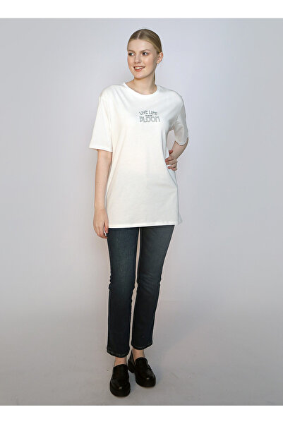 Lee Cooper Tricou Ecru pentru damă - Imprimat cu decolteu LADES ECRU LCF 242011