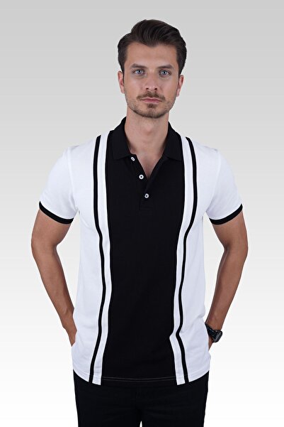 Etikmen Λευκό Μαύρο Διπλό Χρώμα Ανδρικό T-Shirt με γιακά Polo σε συσκευασία δώρου