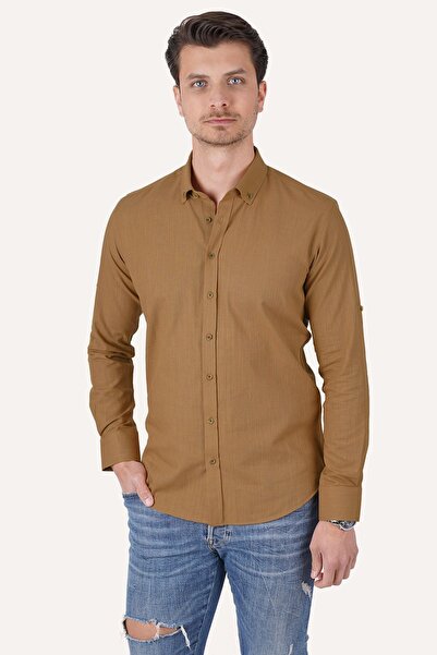 Etikmen Ανδρικό λινό πουκάμισο Slimfit - Μαύρο Γιακά, Κουμπωτό, Κουτί δώρου