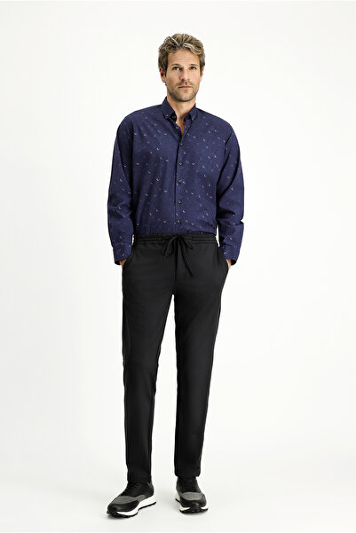 Kiğılı Techno-Line Slim Fit Dar Kesim Likralı Beli Lastikli İpli Klasik Kumaş Pantolon