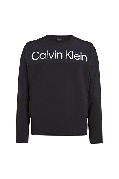 Calvin Klein 00GMS4W338BAE-PW - Мъжка черна блуза с обло деколте и редовна кройка