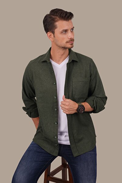 Etikmen Haki Düz Oversize Oduncu Erkek Gömlek