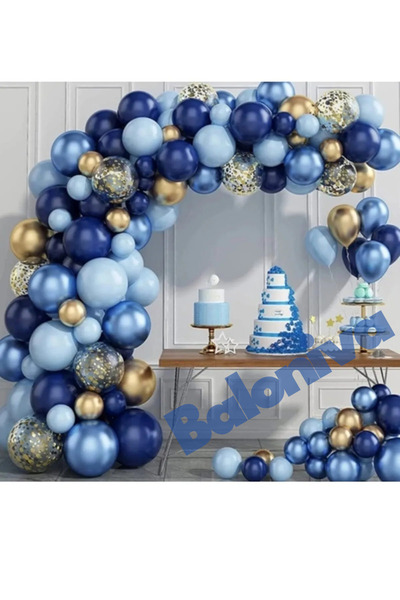 Baloniva Mavi ve Lacivert 65li Balon Zinciri Süsleme Seti Doğum Günü, Sünnet