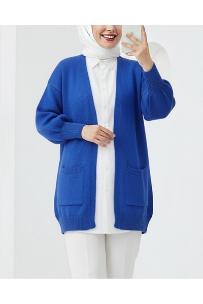 Modamorfo Yumoş Saks Трикотажний кардиган - з двома кишенями