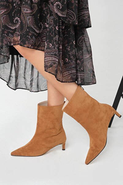 Mio Gusto Sheena Taba Renk İnce Topuklu Kadın Bot