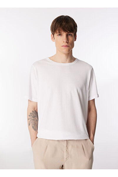 WRANGLER Bisiklet Yaka Ekru Erkek T-Shirt W241575104 Bisiklet Yaka T-shirt