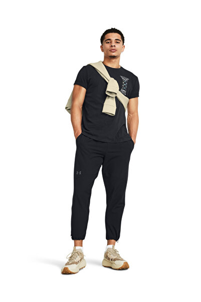 Under Armour 1382833-001 UA Dusk to Dawn Skul SS Siyah Erkek Bisiklet Yaka Oversize T-Shirt