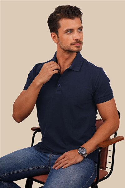 Etikmen Ανδρικό μπλουζάκι με γιακά πόλο με μοτίβο μπλε ναυτικό