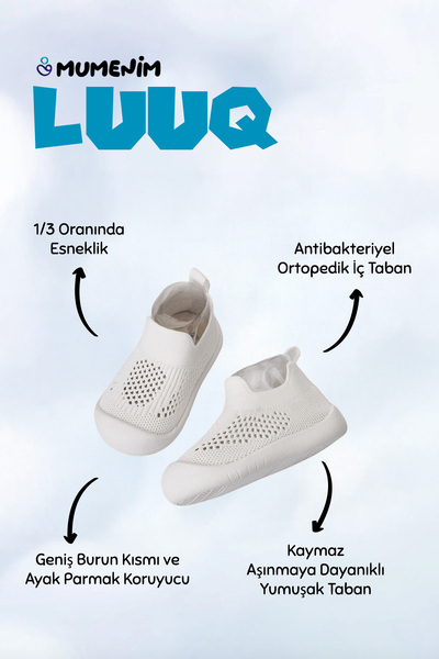 Mumenim Luuq Orthopedic Soft Sole Children Baby White First Step Sports Shoes with Toe Protector