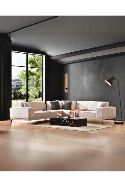 Velura Home & Living Dora L Köşe Takımı - Krem