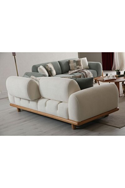 Velura Home Senna Üçlü Kanepe - Krem