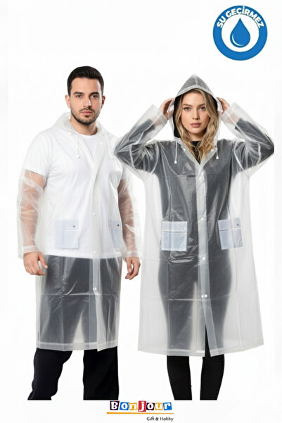 Bonjour Gift & Hobby Унісекс Eva Дощовик з кишенями, на кнопках, з капюшоном, вітро- та водонепроникний