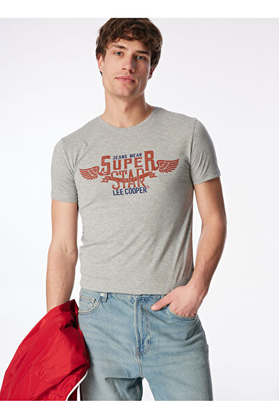 Lee Cooper Bisiklet Yaka Gri Melanj Erkek T-Shirt 232 LCM 242046 SERTIW GRİ M...