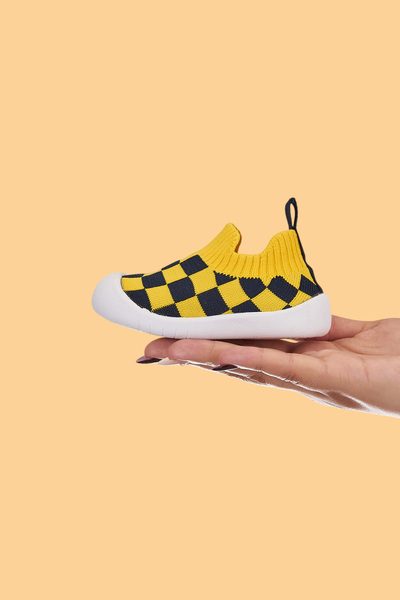 Mumenim Guula Fan Baby Kids Yellow Navy Blue Flexible Non-Slip Orthopedic Sole First Step Sports Shoes