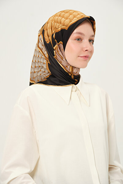 Madame Polo Trend Φουλάρι από ραγιόν πολύχρωμο με σχέδιο που δεν ζαρωνίζει 90x90 cm