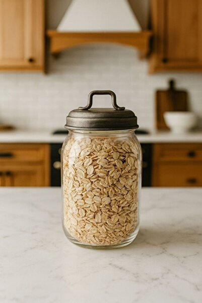 Arma House 1 قطعة وعاء زجاجي مجلفن بتصميم ريفي عتيق متوسط الحجم وحاوية تخزين سعة 1.5 لتر