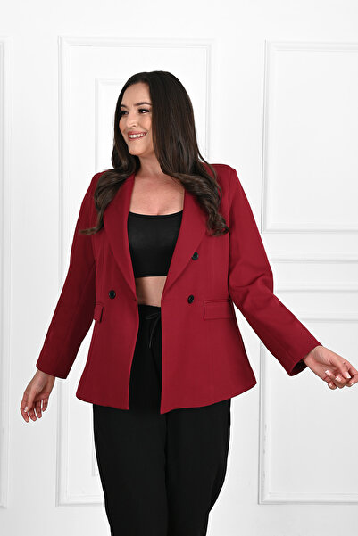 Koza Butik Women's Lined Large Size Blazer Jacket 0101-1