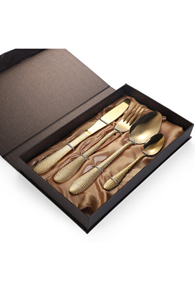 Trendy's Set of 4 cutlery, stainless steel, TRENDY'S, gold