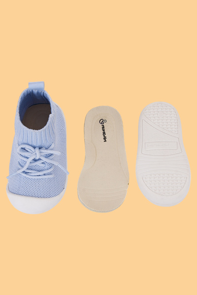 Mumenim Berbera Unisex Çocuk Bebek Ayak Parmak Koruyucu Kaymaz Ortopedik Mavi İlk Adım ve Sneaker Ayakkabı