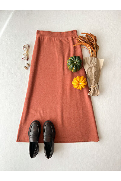 KÜÇÜĞÜM BUTİK Salmon Color Stitched Long Skirt