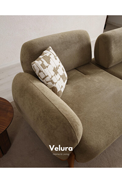 Velura Home & Living Vezir Sırt Mekanizmalı 3 Adet Üçlü Kanepe & 3'lü Koltuk (3+3+3) - Yeşil