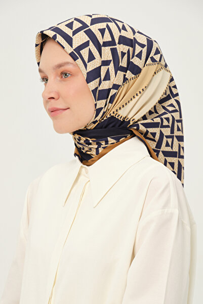 Madame Polo Μοτίβο Φουλάρι Twil Αντιολισθητικό 90x90 εκ. Καφέ Νυχτερίδα