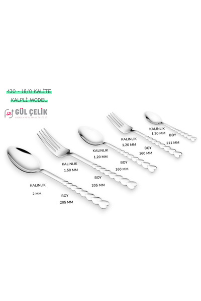KAVEH 30 Piece 6-Person Cutlery Set Heart Model (Boxed)
