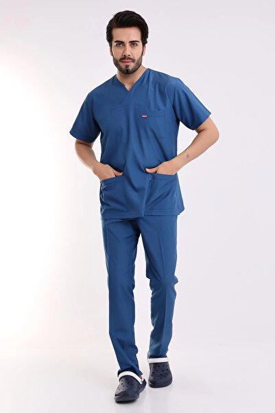 Bilenn Tekstil طقم رجالي بياقة مغلف - 37 أزرق بترولي