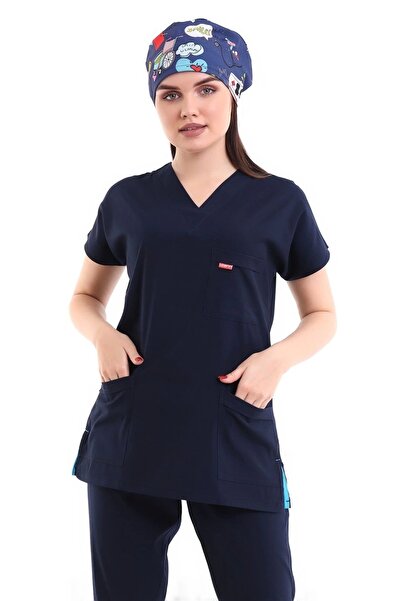 Bilenn Tekstil بلوزة Bflex للجنسين بأكمام خفاش ليكرا - 6402 أزرق داكن ناعم