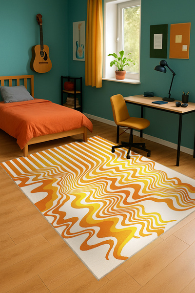 Rugs Modern Halı Διακοσμητικό χαλί με θεματικό σχέδιο και διάσπαρτες λωρίδες ...