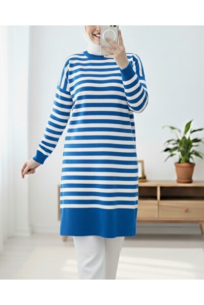 Modamorfo Kerek nyakú, hétköznapi kötöttáru tunika -Saks