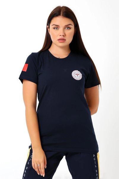 Bilenn Tekstil Paramedic Round Neck Combed Cotton Short Sleeve Tshirt - Navy Blue