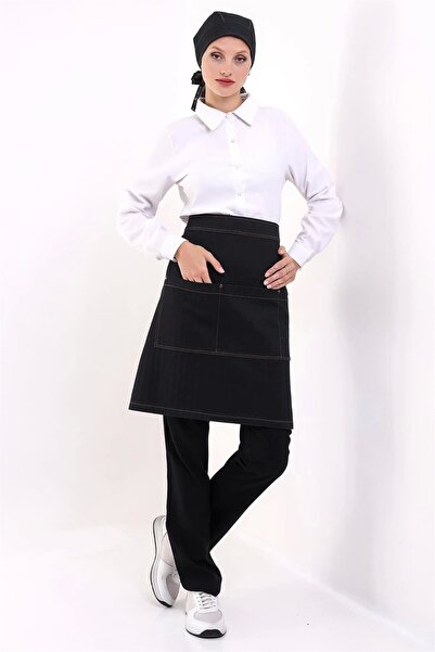 Bilenn Tekstil مريلة خصر من الدنيم بجيب مزدوج - أسود