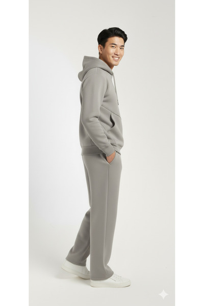 OXVİN Σετ φόρμας oversize με ίσιο πόδι, τρεις κορδόνια, μαλακό εσωτερικό βαμβάκι και πλαϊνές τσέπες