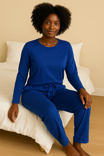 ModaLeaf Saks Color Long Sleeve Pajama Set