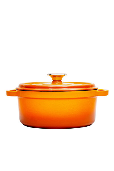 Sürel Aroma Kapak Turuncu Yuvarlak Sığ Döküm Tencere 28 Cm