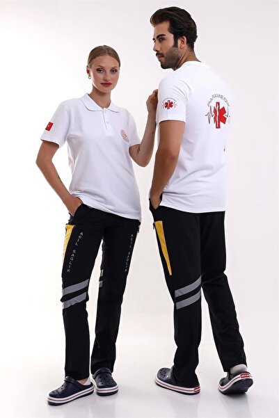 Bilenn Tekstil Paramedic Collared Unisex Tshirt Short Sleeve - White